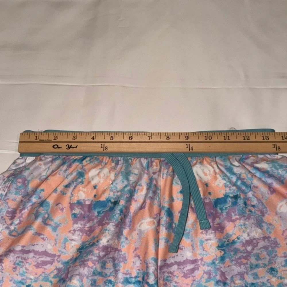 Under Armour Athletic Shorts Kids Youth Large Multicolor‎ Teal Watercolor Print